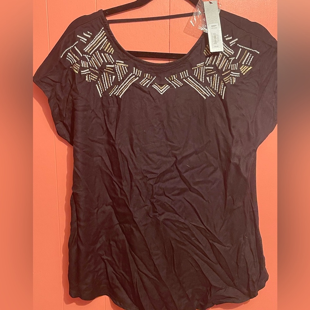 Apt. 9 Black Embellished Tee
